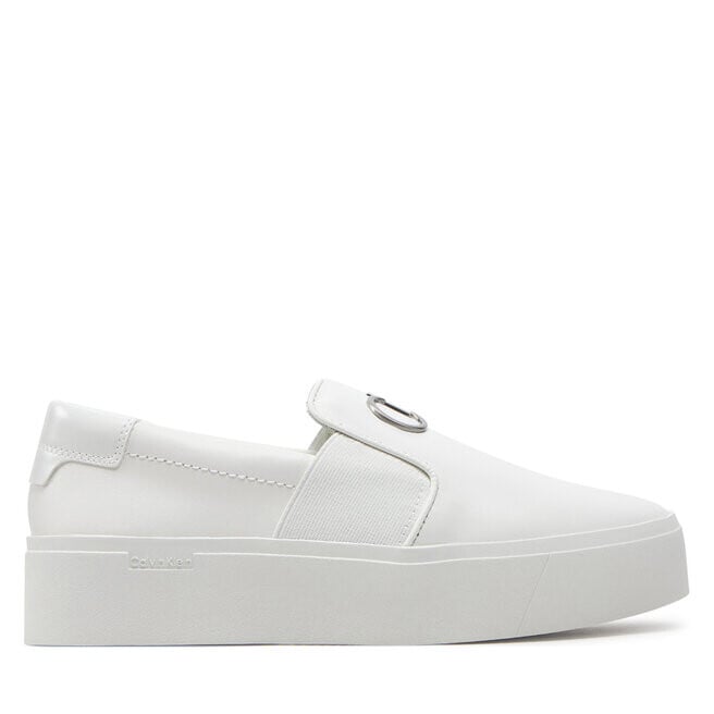 Кроссовки Calvin Klein Flatform Cup Slip On Re Lock Lth HW0HW02057 White YBR, белый кроссовки calvin klein flatform cupsole slip on lth hw0hw01893 black beh черный