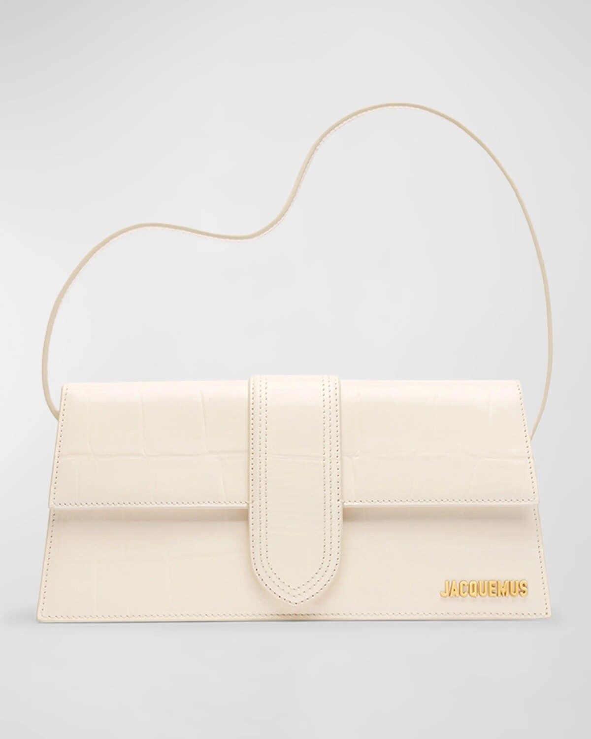 

Длинная сумка на плечо Le Bambino с тиснением под крокодила Jacquemus, цвет Light Ivory