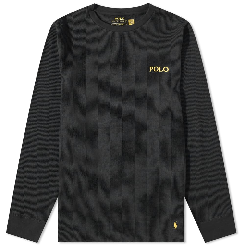 

Футболка Polo Ralph Lauren Lounge с длинными рукавами и вафельным узором, черный