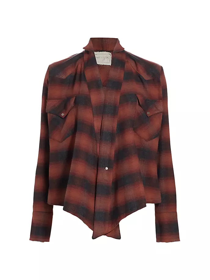 

Рубашка в клетку через плечо Greg Lauren, красный