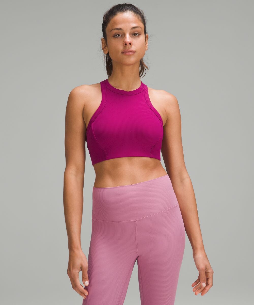 

Бюстгальтер для йоги Nulu с высоким воротником в рубчик Lululemon, фиолетовый