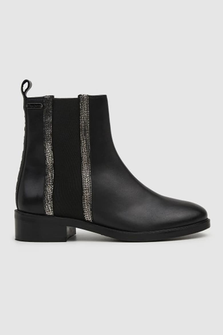 Кожаные ботинки челси с металлизированной шагренью Pepe Jeans London, черный