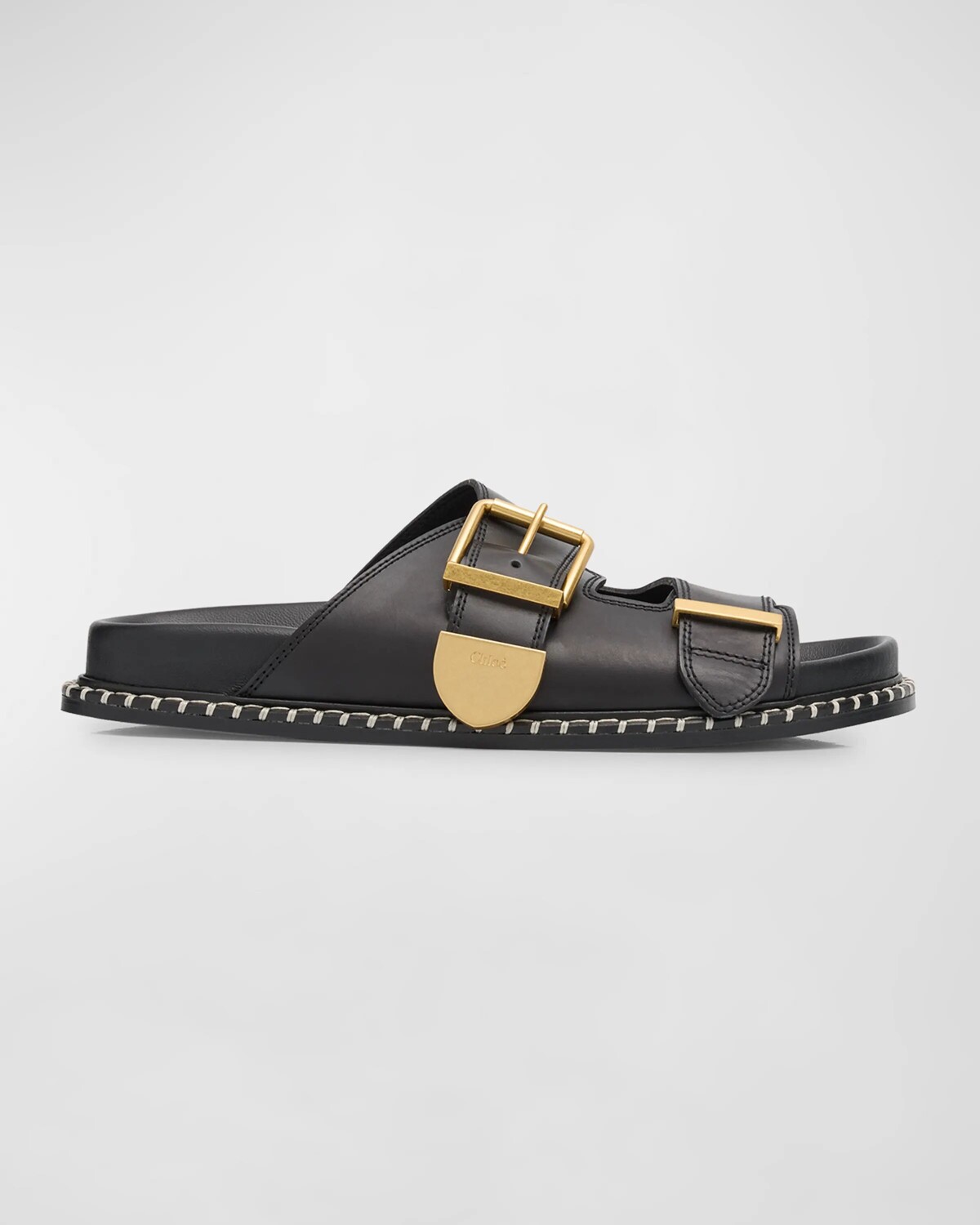 

Кожаные шлепанцы Rebecca с двойной пряжкой Chloé, цвет Black