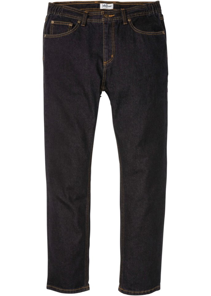 Джинсы классического кроя с прямым эластичным поясом сбоку John Baner Jeanswear, черный 2022 джинсы для мужчин и женщин мужские винтажные джинсы с вышивкой джинсы мешковатые джинсы с карманами джинсы с пуговицами джинсовые брю