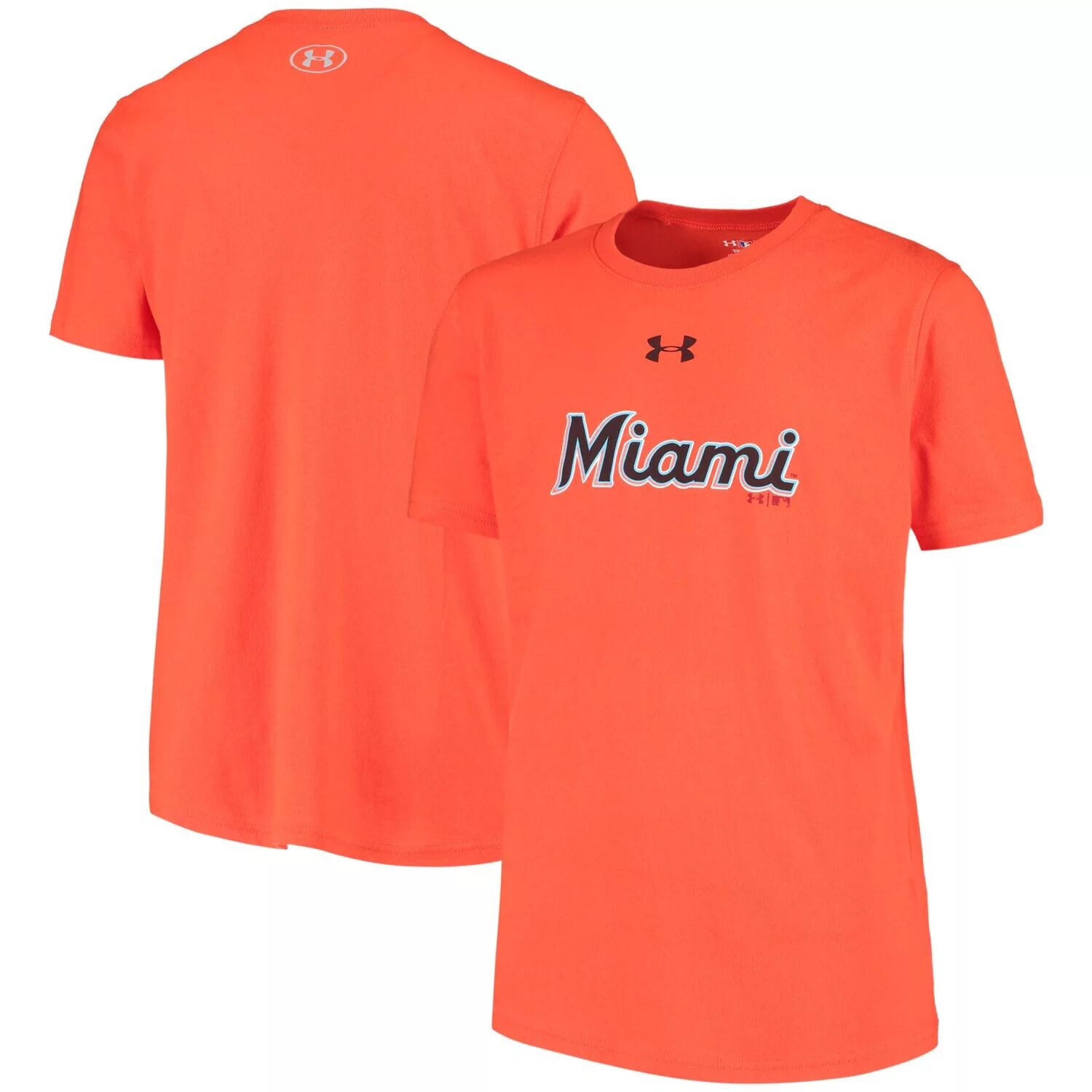 

Оранжевая футболка Youth Under Armour с надписью Miami Marlins Performance Under Armour