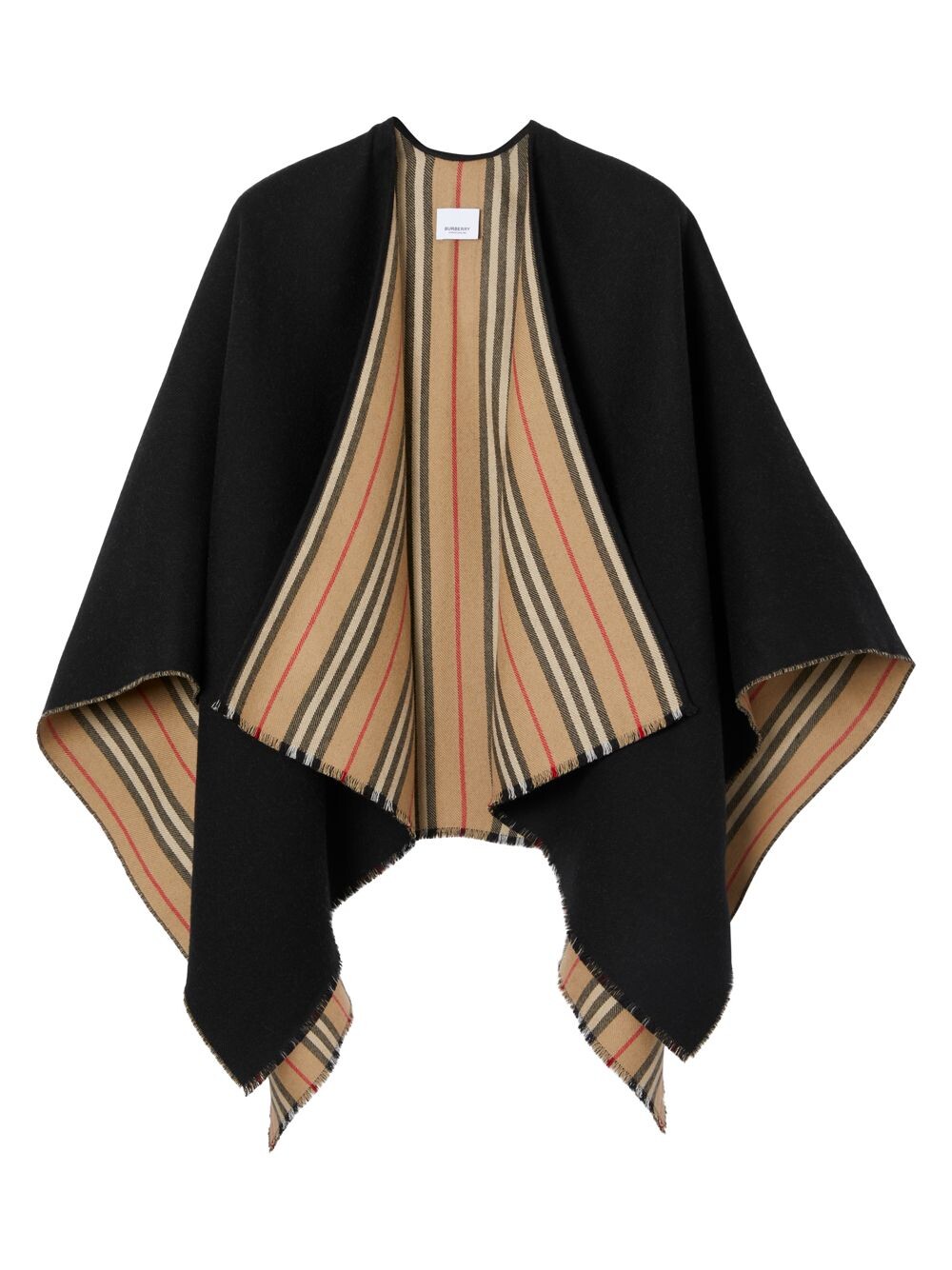 

Накидка от Icon Stripe до однотонной шерстяной накидки Burberry, черный