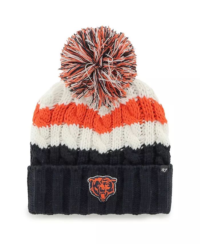 

Женская белая вязаная шапка Chicago Bears Ashfield с манжетами и помпоном '47 Brand, белый