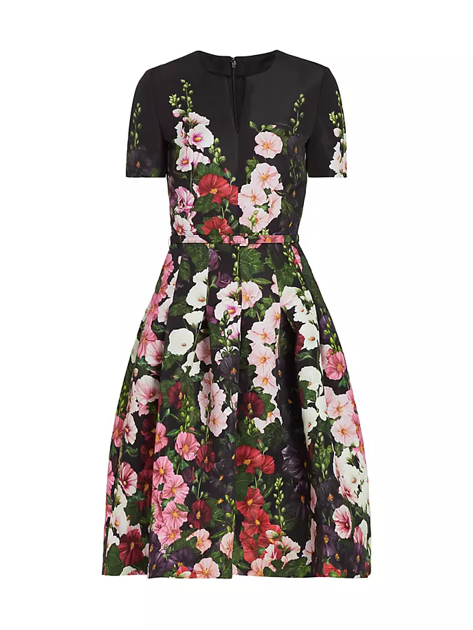 

Мини-платье фай с принтом Hollyhocks Oscar De La Renta, черный