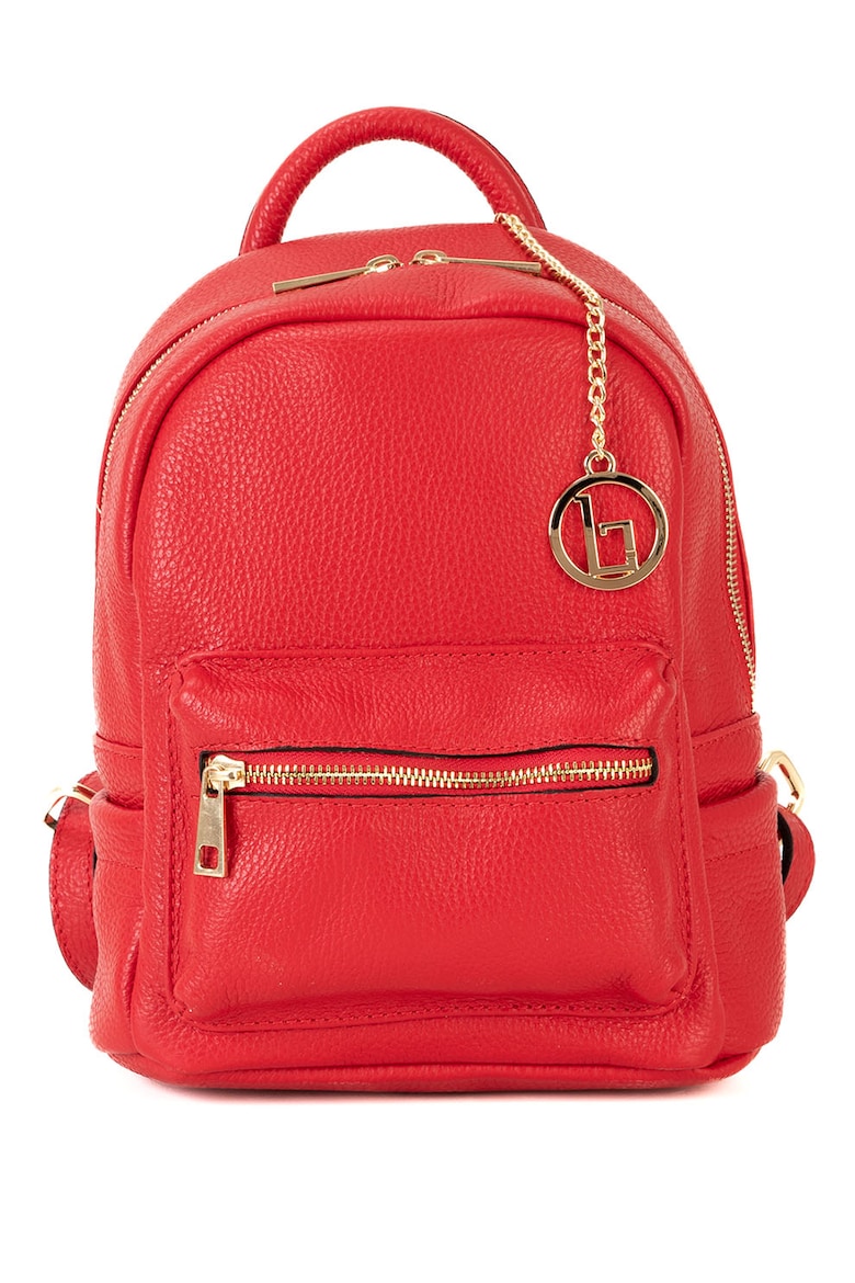 Кожаный рюкзак с внешним карманом Lia Biassoni, красный