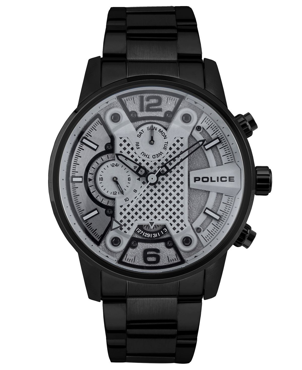 

Мужские часы Lanshu Collection, черные часы с браслетом из нержавеющей стали, 48 мм Police