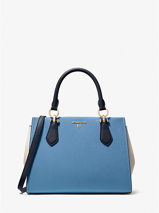 

Сумка-портфель Marilyn среднего размера из сафьяновой кожи в стиле колор-блок Michael Kors, синий