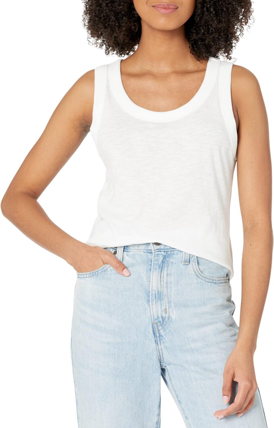 

Майка Whisper Cotton Scoopneck Tank Top Madewell, цвет Optic White