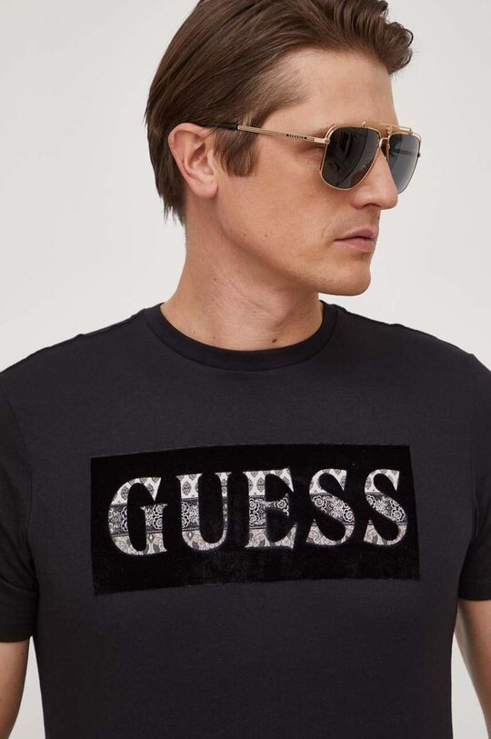 

Хлопковая футболка Guess, черный