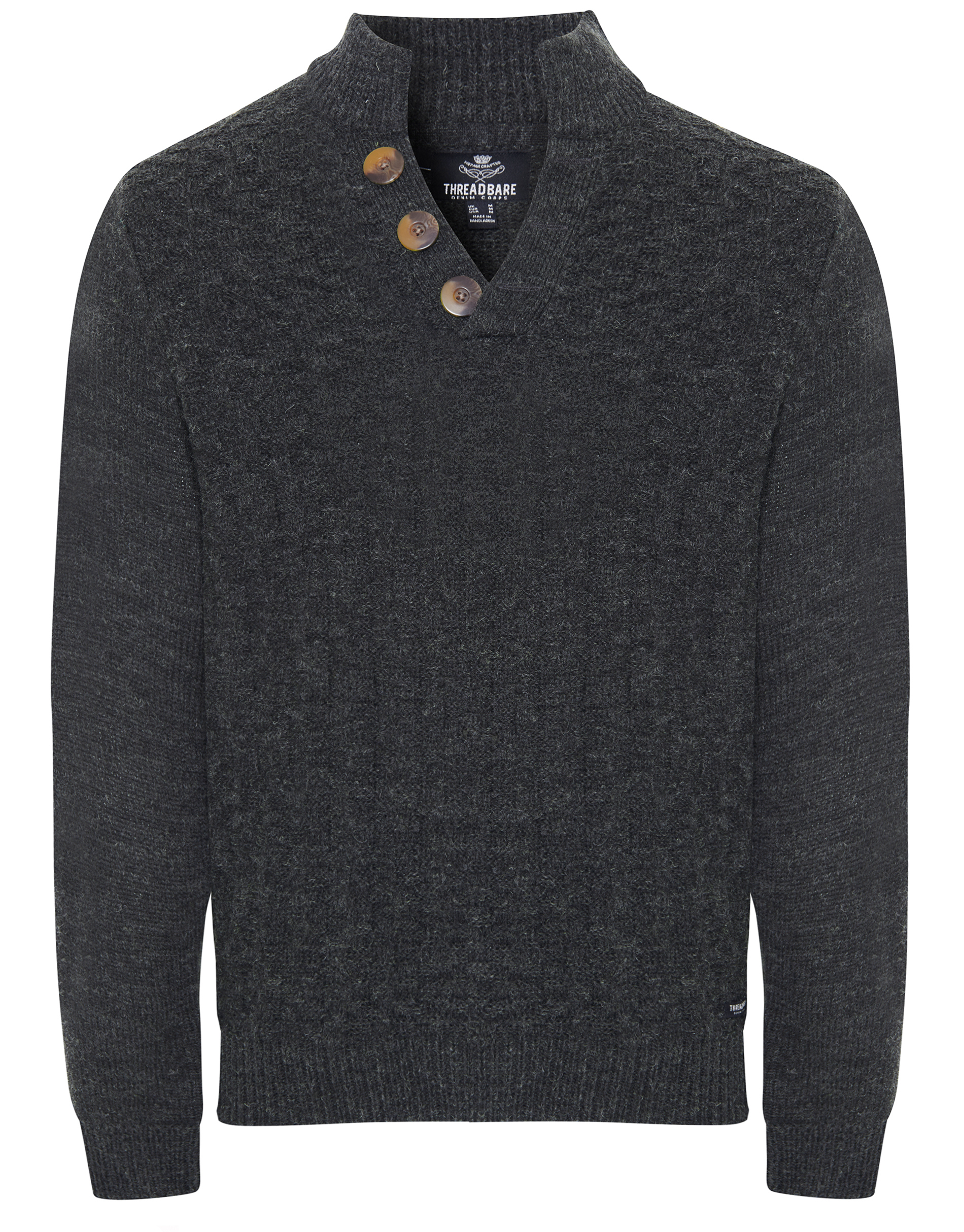 Пуловер Threadbare Stehkragen Kelley, цвет Charcoal