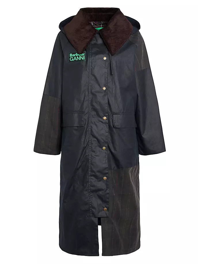 

Пальто из вощеного хлопка Barbour x Ganni Burghley Barbour, цвет navy classic