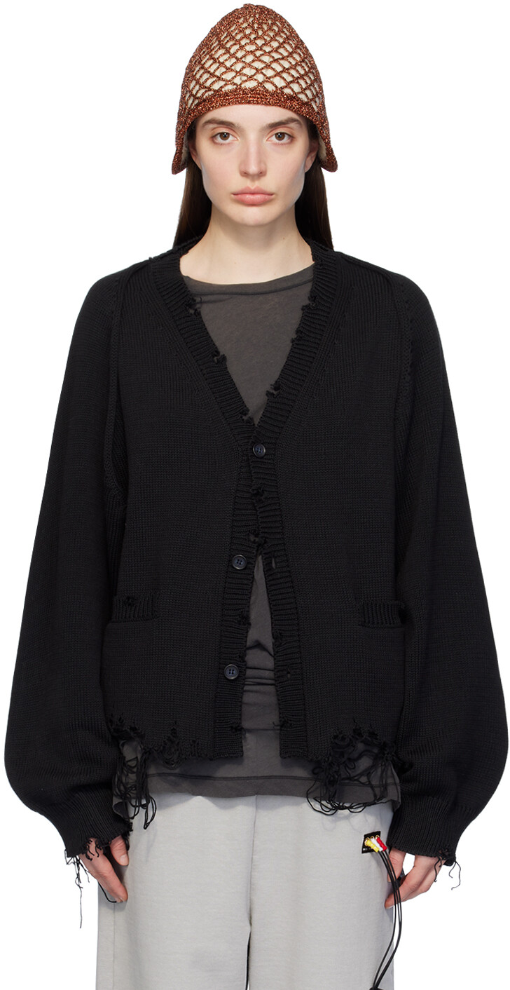 

Черный кардиган с двусторонними рукавами Doublet, цвет Black
