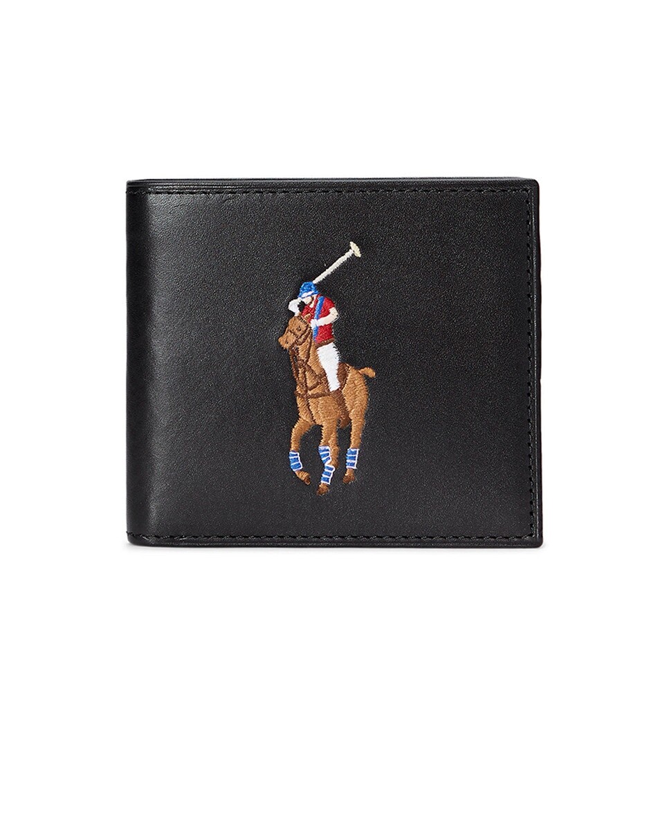 

Мужской кошелек из 100% кожи с фирменной лошадью дома Ralph Lauren, черный