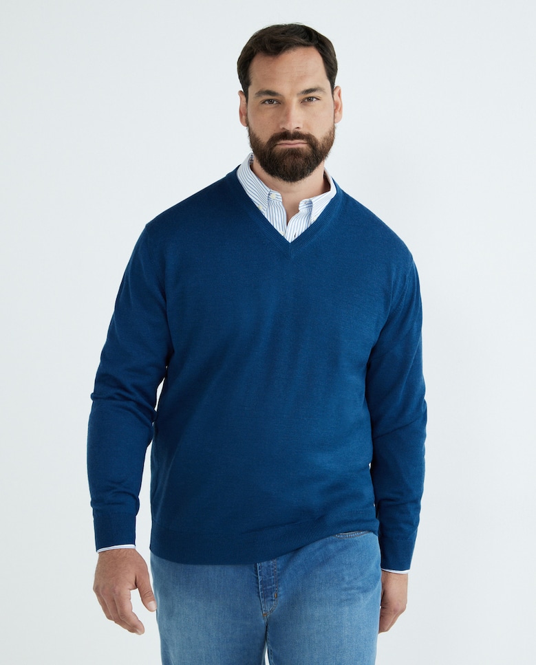 Базовый мужской свитер больших размеров Emidio Tucci, синий мужской свитер с v образным вырезом однотонный универсальный весенний свитер без рукавов для школы