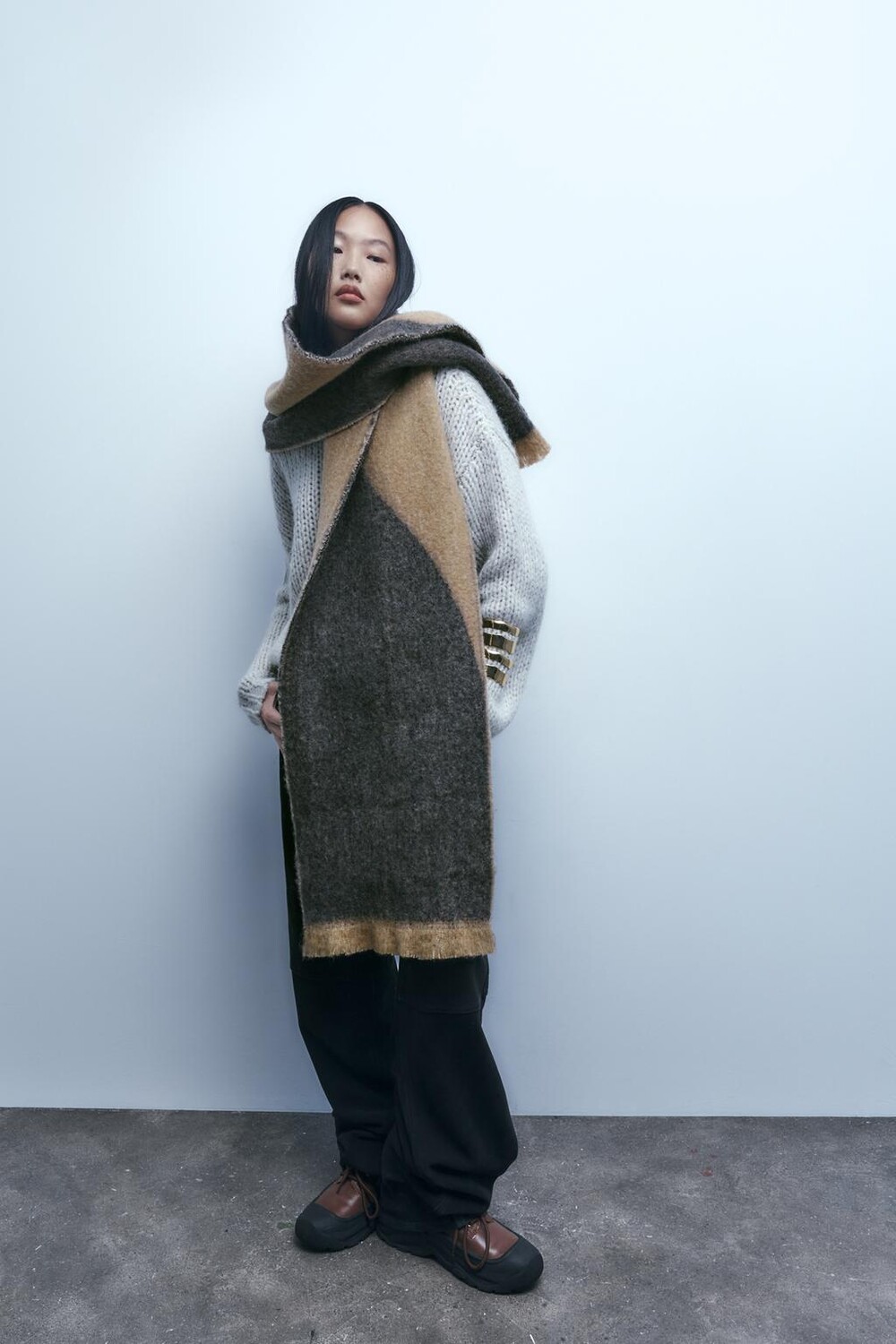 

Жаккардовый шарф ZARA, кэмел