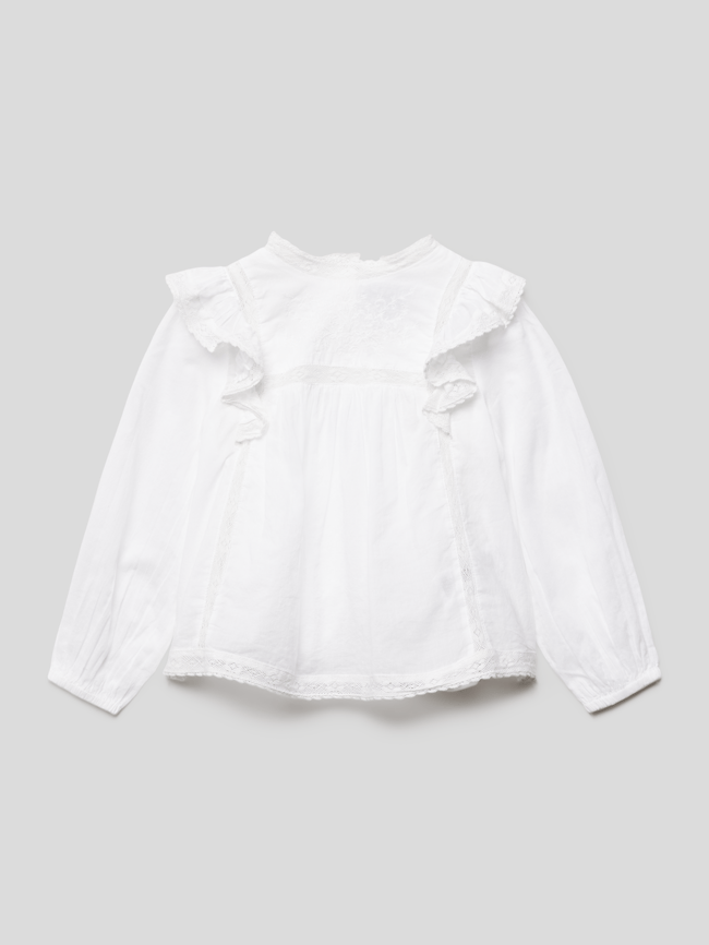 Блузка с кружевной отделкой модель PRTY WHT Polo Ralph Lauren, белый