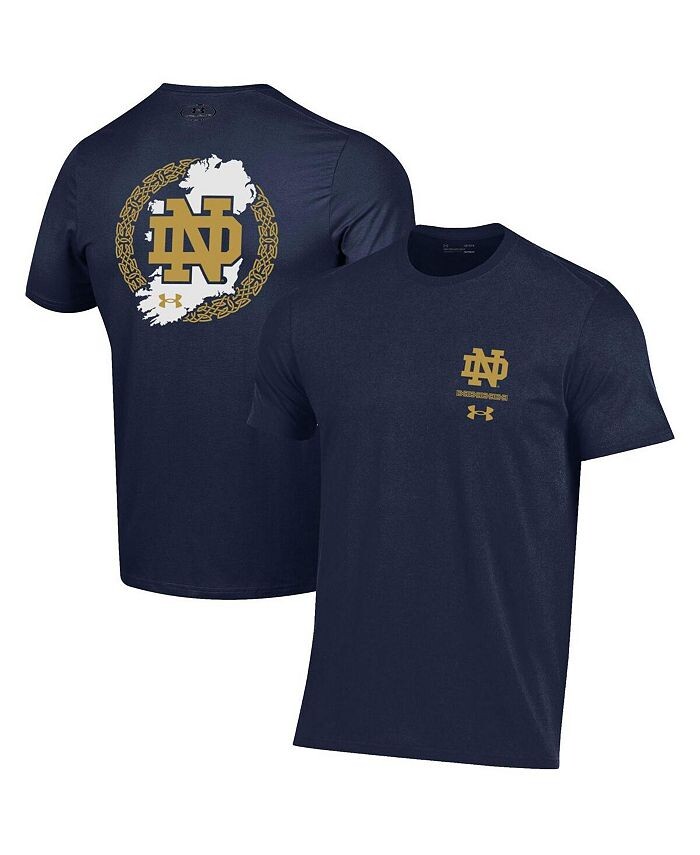 

Мужская темно-синяя хлопковая футболка Notre Dame Fighting Irish 2023 Aer Lingus College Football Classic Map Performance Under Armour, синий