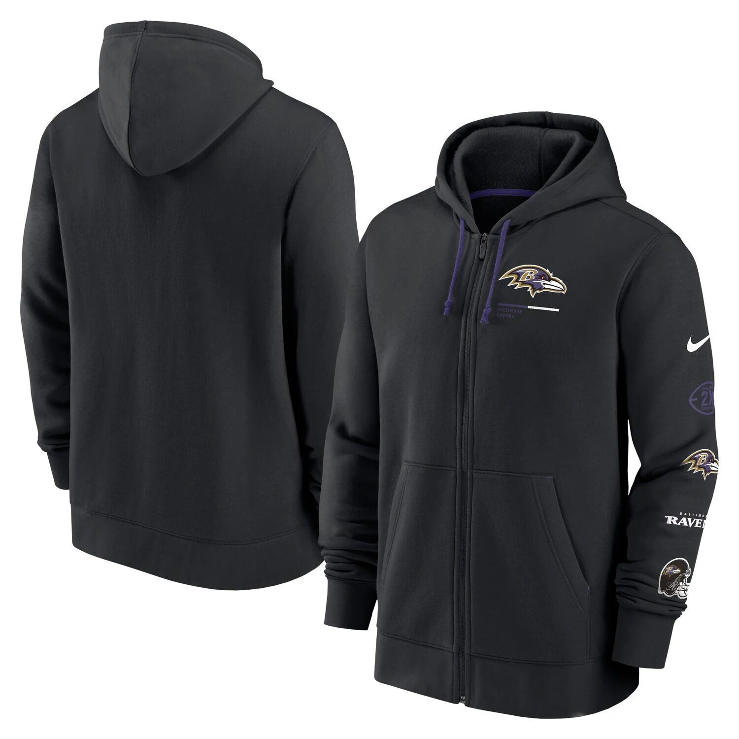 

Мужская черная худи с молнией во всю длину Nike Baltimore Ravens Surrey, Черный