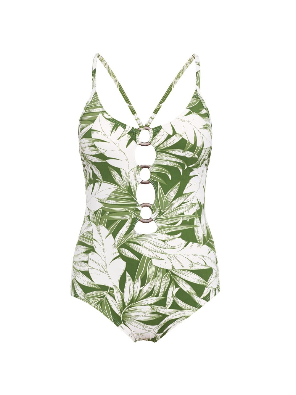

Слитный купальник Soleil с круглыми кольцами Skinny Dippers, зеленый