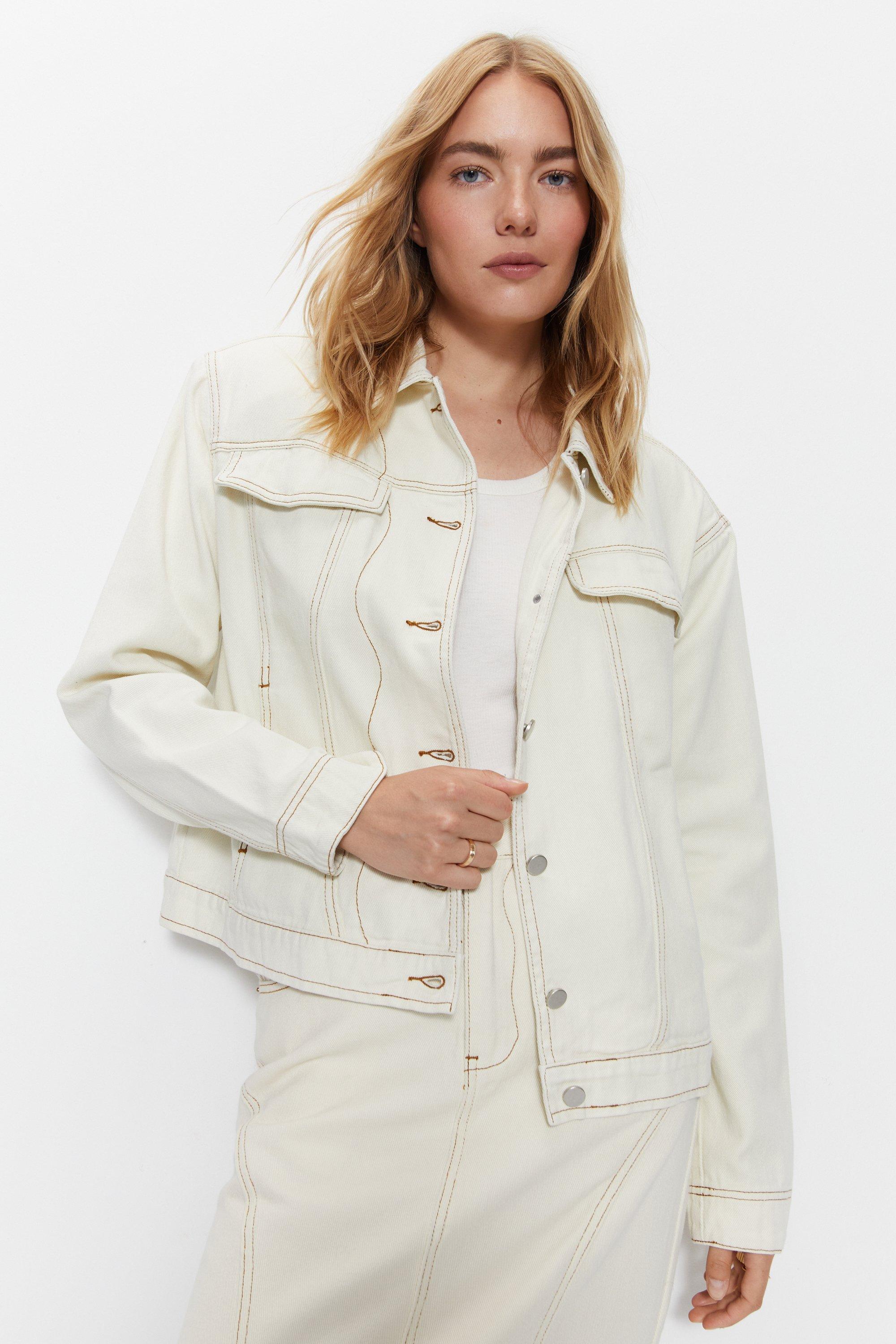 Джинсовая куртка со вставками Warehouse, белый