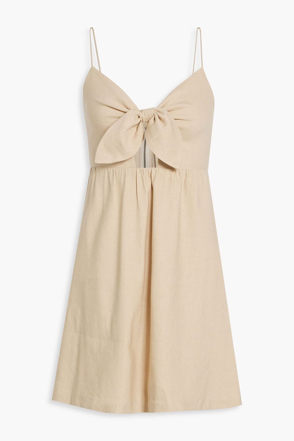 

Платье мини Melvina из смесового льна с вырезом ALICE + OLIVIA, бежевый