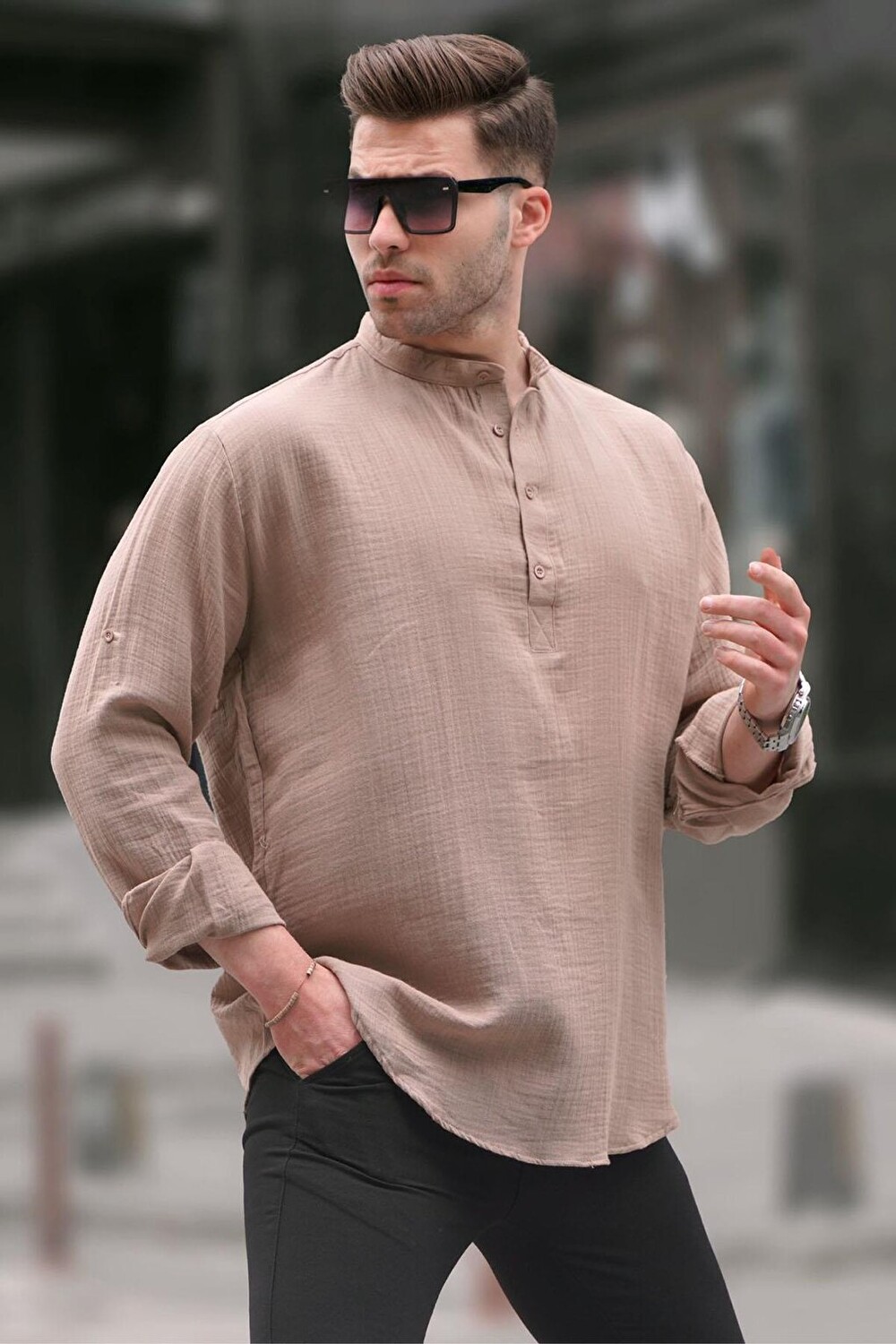 

Мужская рубашка Camel Collar Overfit 6702 MADMEXT