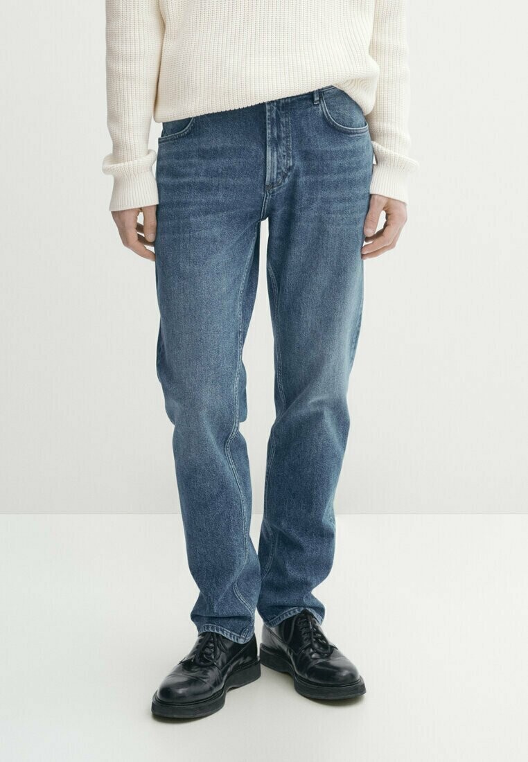 

Джинсы Tapered Fit Wash Massimo Dutti, цвет blue black denim