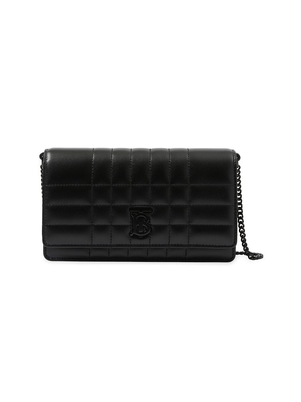 

Стеганый кожаный клатч Lola на цепочке Burberry, черный