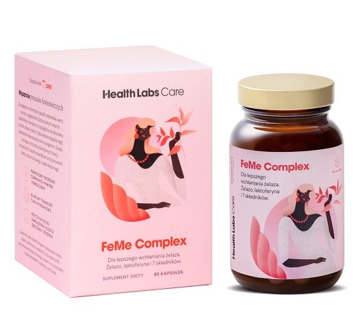 Health Labs Care FeMe Complex препарат, содержащий железо и ингредиенты, улучшающие его усвоение, 60 шт.