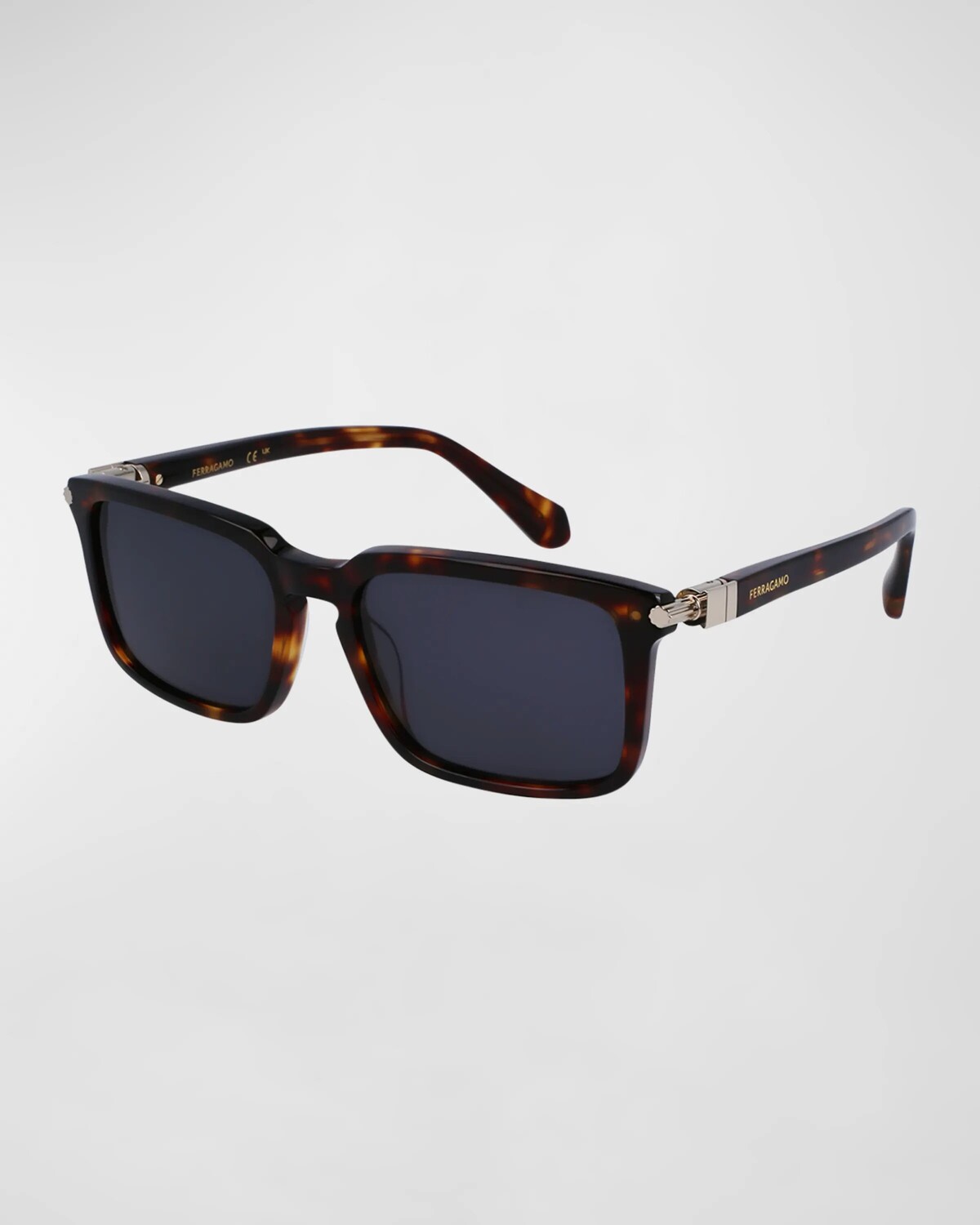 

Мужские прямоугольные солнцезащитные очки из ацетата Gancini Evolution Ferragamo, цвет Dark Tortoise