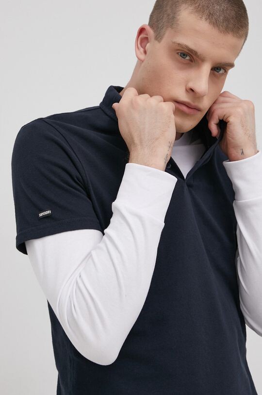 

Хлопковая футболка-поло Superdry, темно-синий