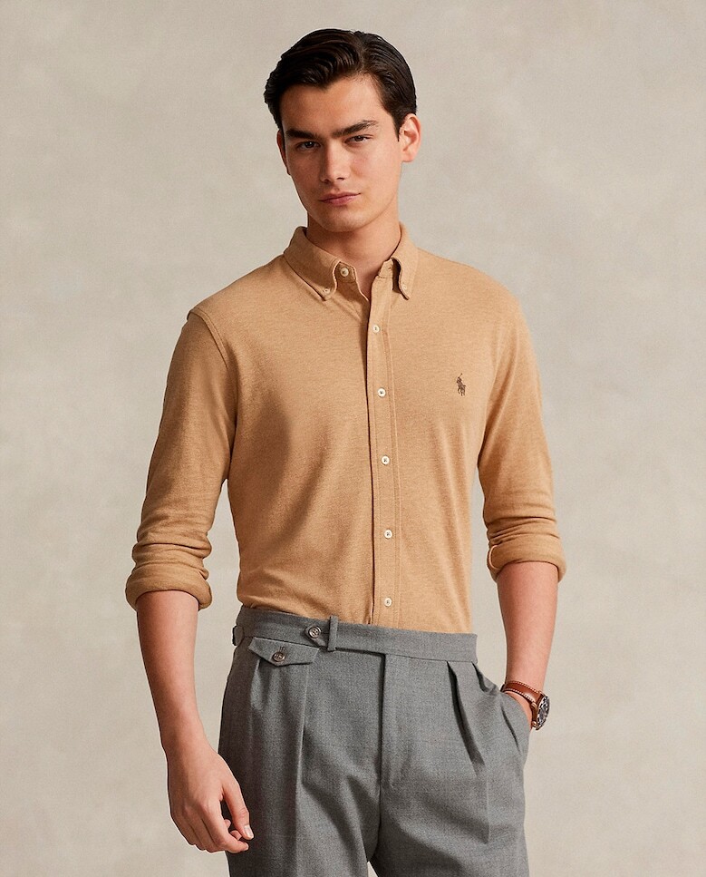

Мужская хлопковая рубашка стандартного кроя Polo Ralph Lauren, коричневый