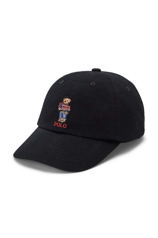 

Детская хлопковая шапка с козырьком Polo Ralph Lauren, черный