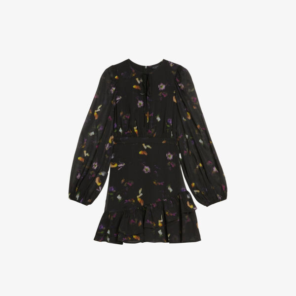 

Тканое платье мини Nikaii с цветочным принтом Ted Baker, черный