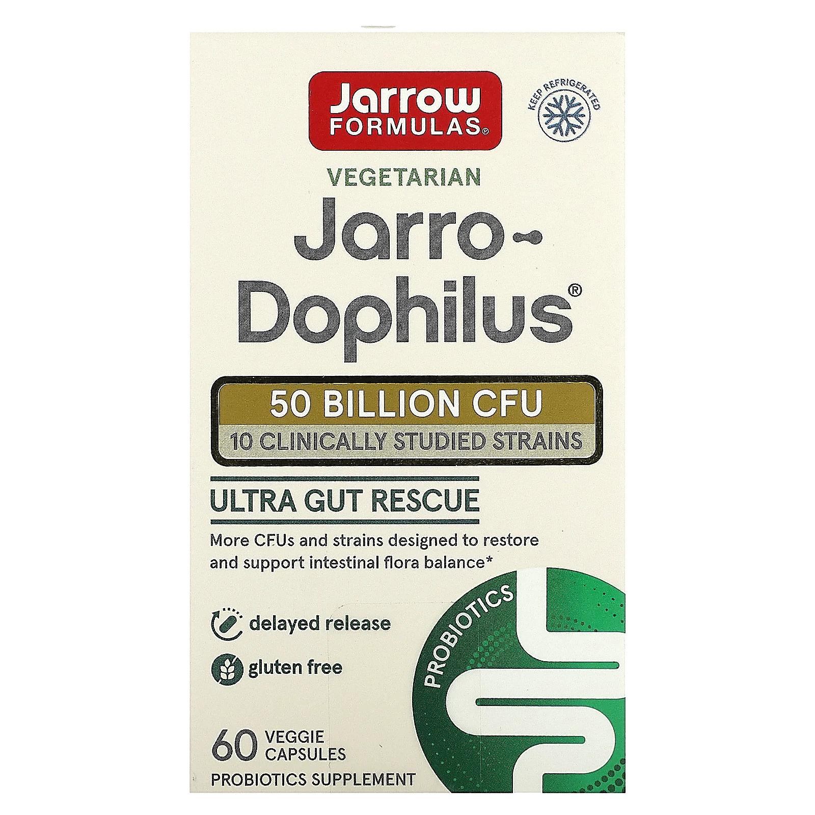 Jarrow Formulas Пробиотик Ultra Jarro-Dophilus 60 вегетарианских капсул (Ice) jarrow formulas jarro dophilus kids пробиотик пребиотик без сахара натуральный малиновый вкус 1 миллиард живых бактерий 60 жевательных таблеток