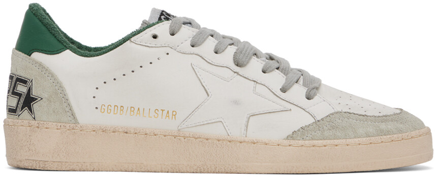 

Белые кроссовки со звездами Golden Goose, цвет White/Ice/Green