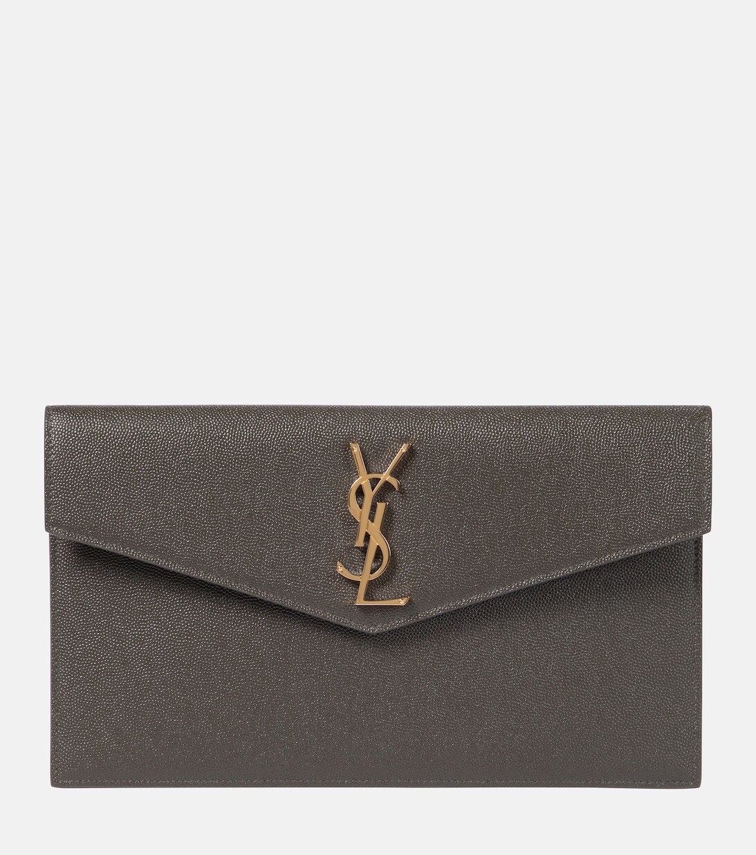 

Кожаный клатч Uptown Saint Laurent, серый