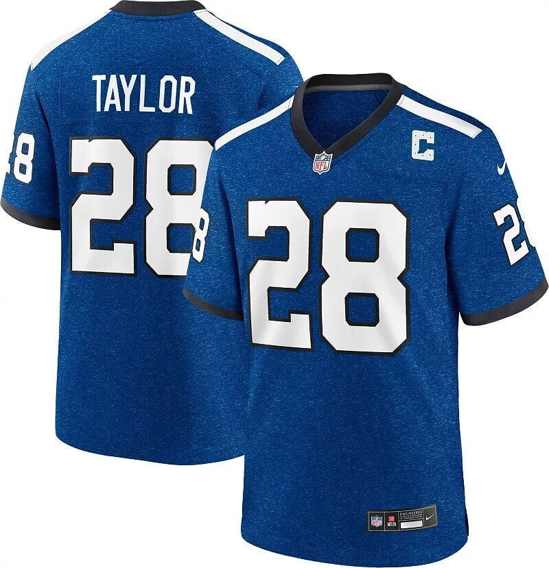 

Nike Youth Indianapolis Colts Jonathan Taylor # 28 Альтернативная синяя игровая майка