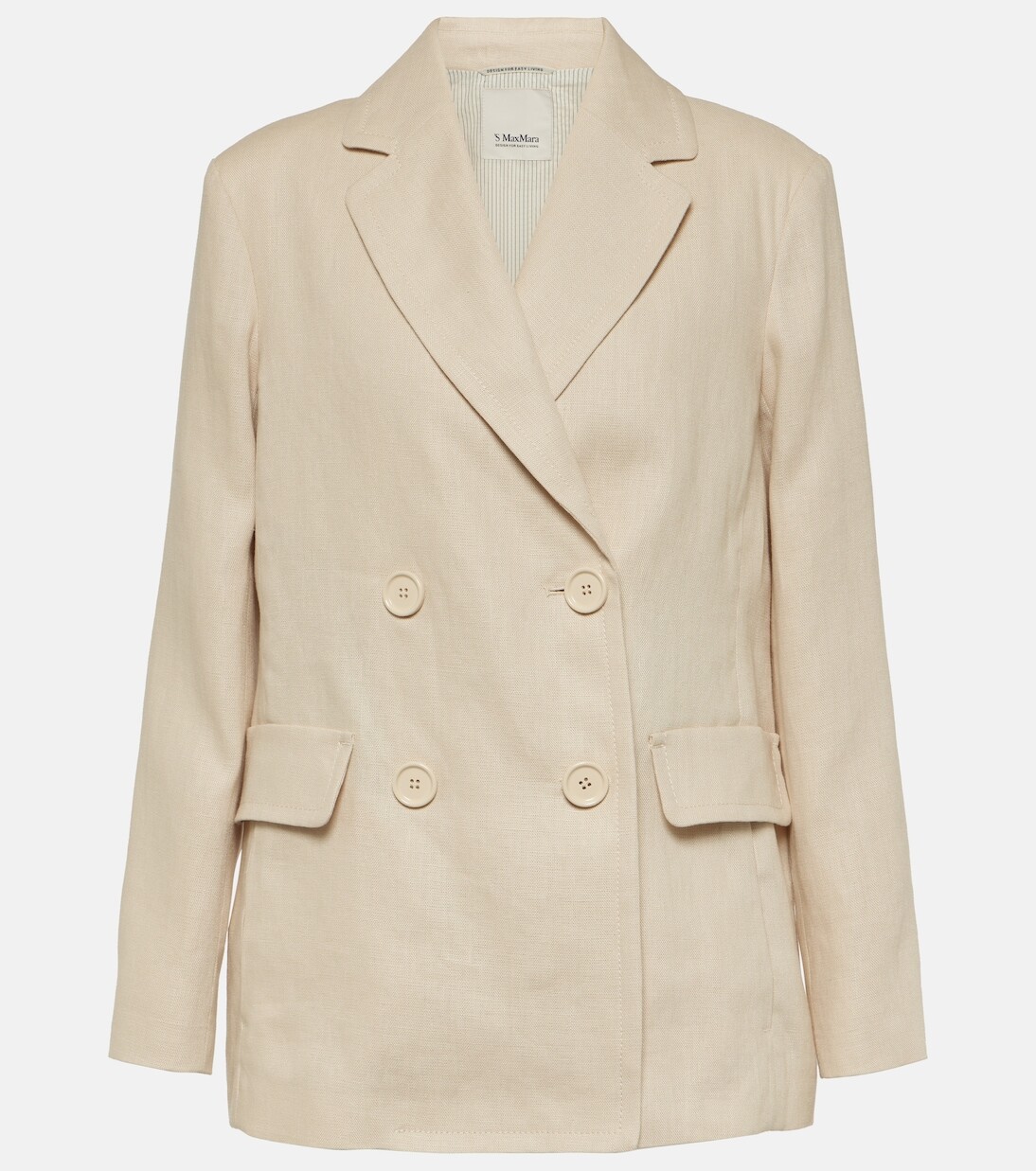 

Двубортный льняной пиджак laura 'S Max Mara, бежевый
