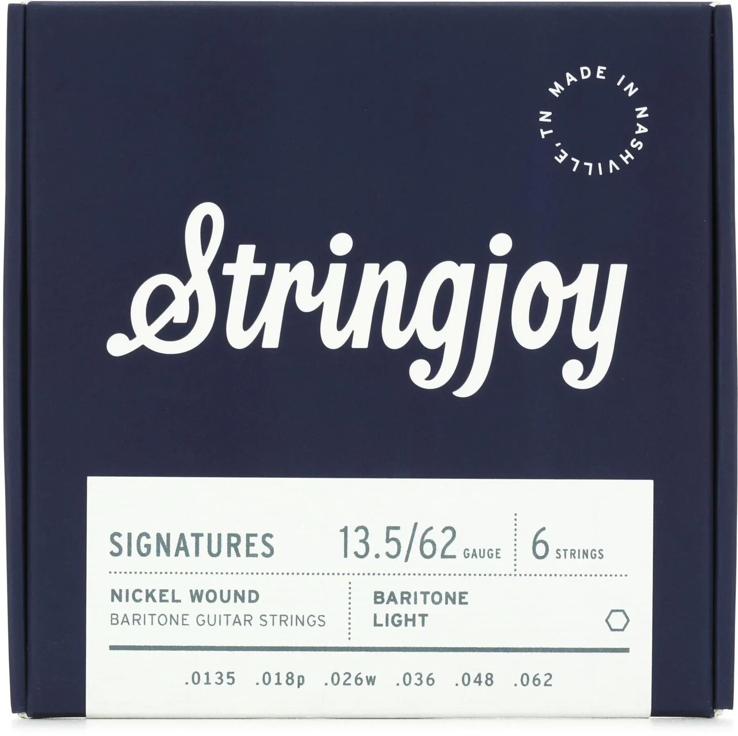 

Stringjoy Signatures Сбалансированные электрические баритоновые гитарные струны с никелированной обмоткой — легкий калибр (.0135–.062)
