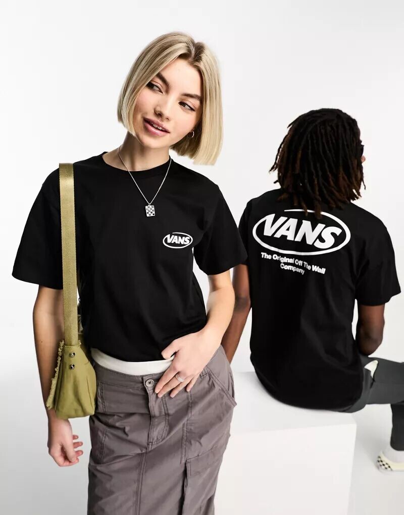 

Черная футболка с логотипом на спине унисекс Vans Hi def