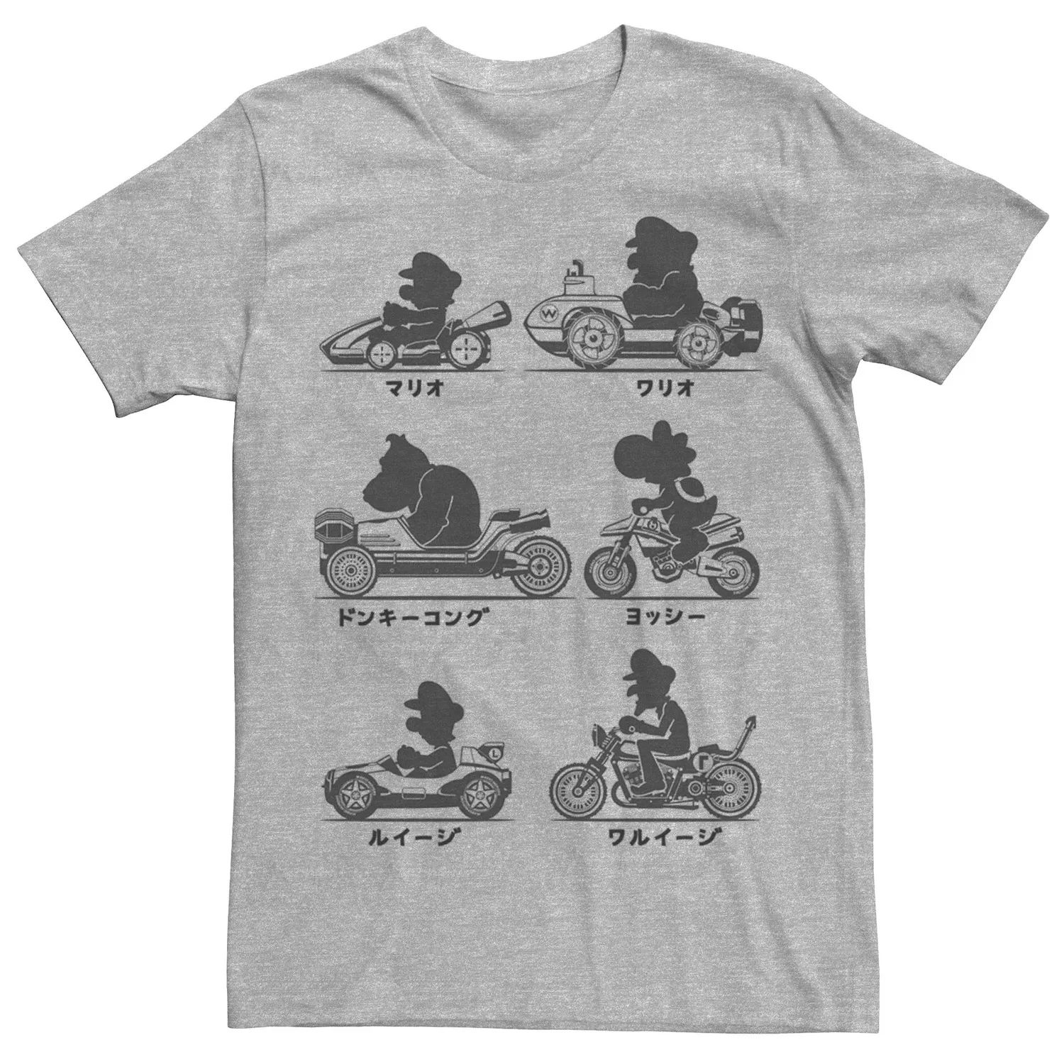 Мужская футболка с силуэтом кандзи Nintendo Mario Kart Racers Licensed Character