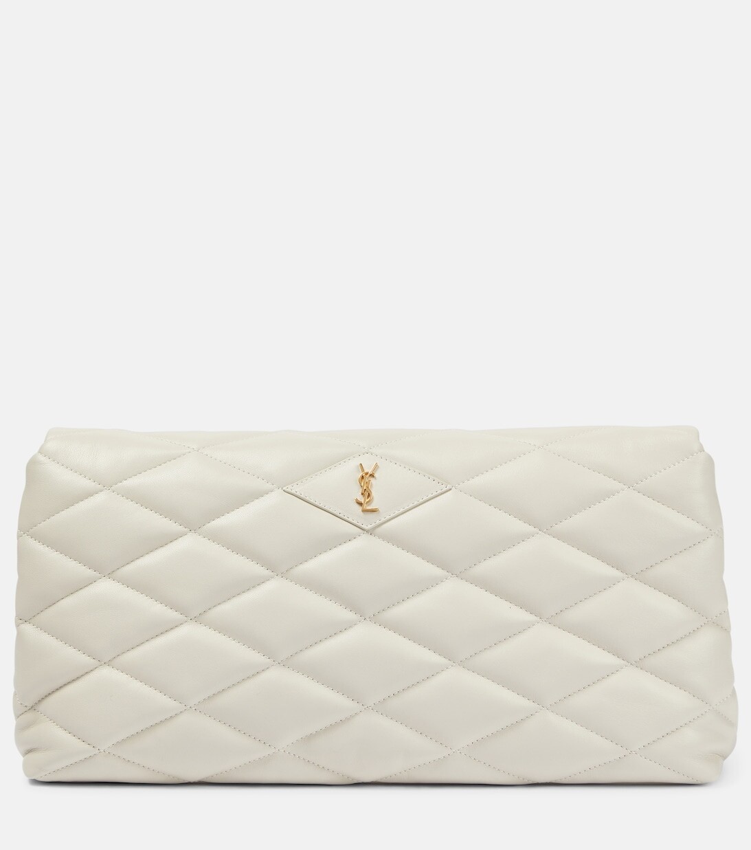 

Стеганый кожаный клатч Sade Puffer Saint Laurent, белый