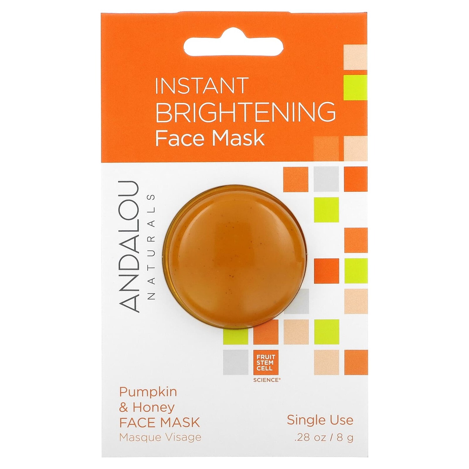 

Мгновенное осветление, маска для лица, тыква и мед, 8 г (0,28 унций), Andalou Naturals
