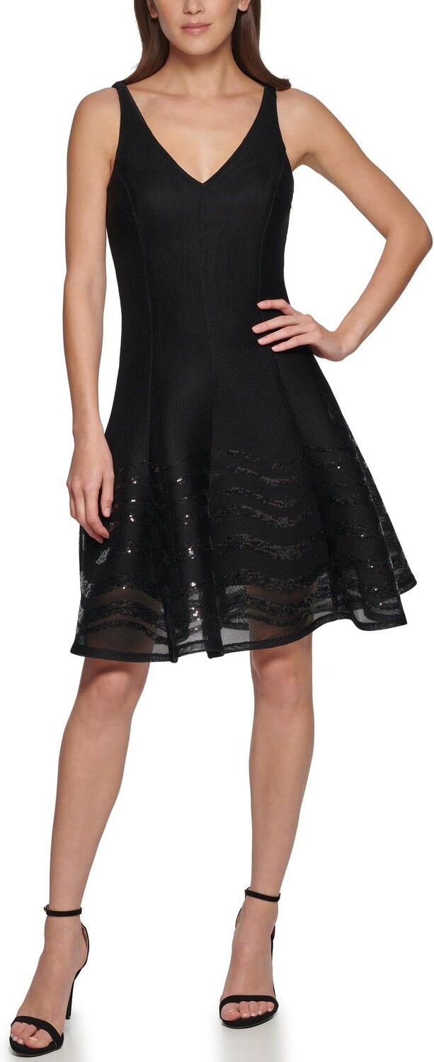 

Платье Sleeveless Embroidered Mesh DKNY, черный