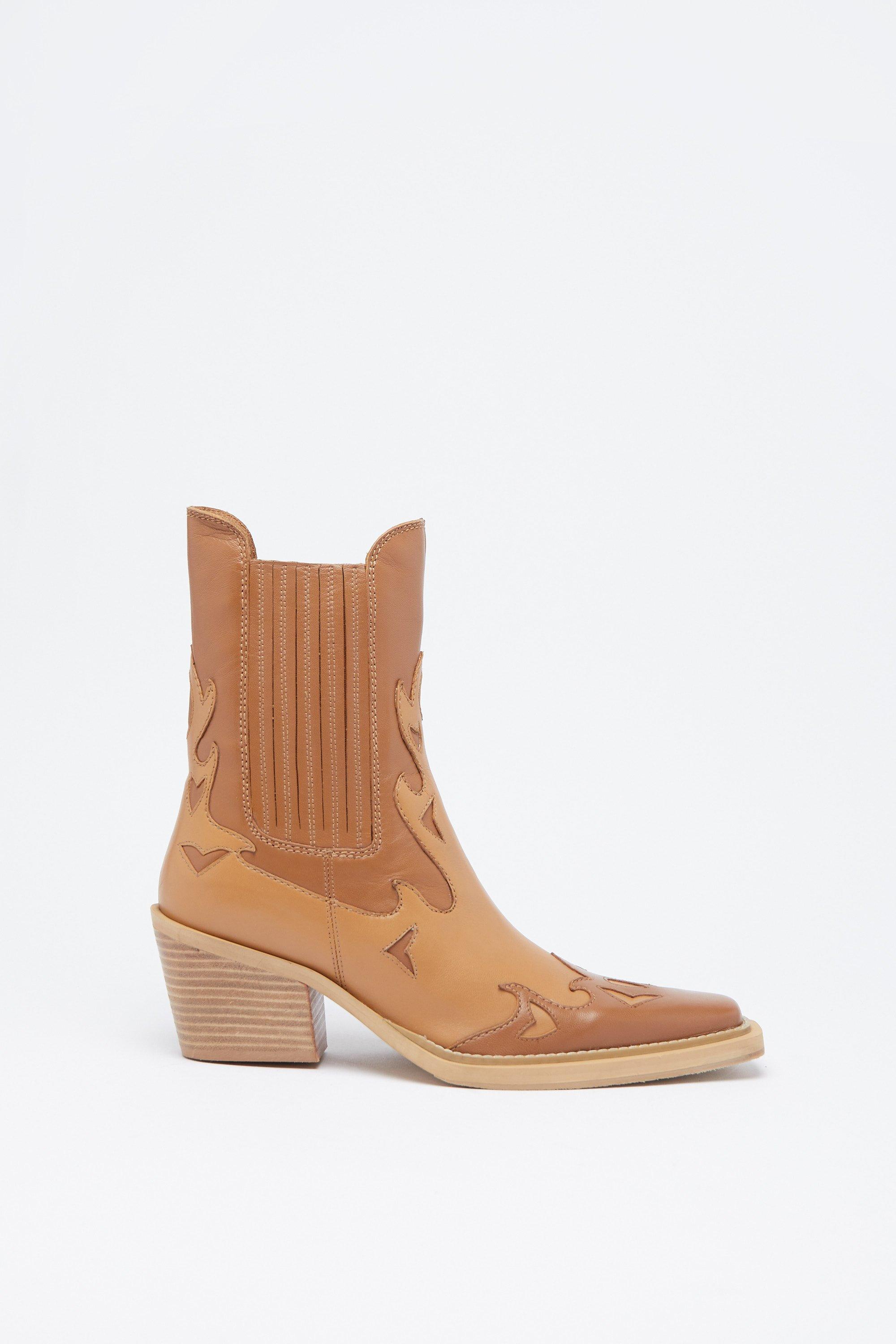 Кожаные ботинки в стиле вестерн с контрастным принтом до щиколотки Warehouse, коричневый